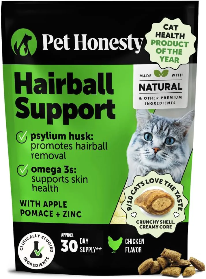 Sophisticated Cat Hairball Support Crunchy Creamy Chews Hairball Remedy Treats Cat Furball Treatment Supports Skin Coat Vitamins for Digestion Chicken 30-Day Supply Secure