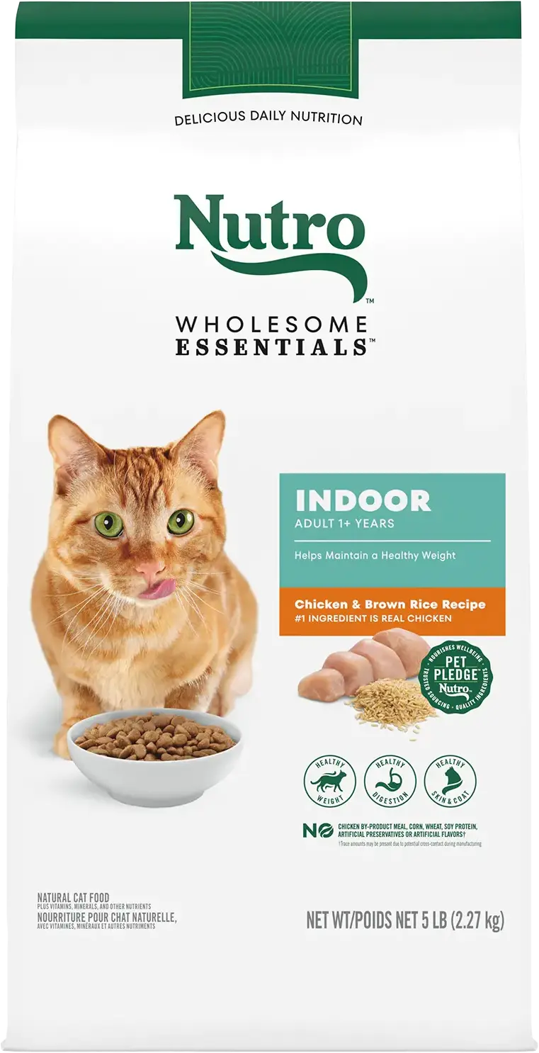 Breathable Nutro Wholesome Essentials Chicken Brown Rice Healthy Weight Indoor Adult Dry Cat Food 5-lb Optimized