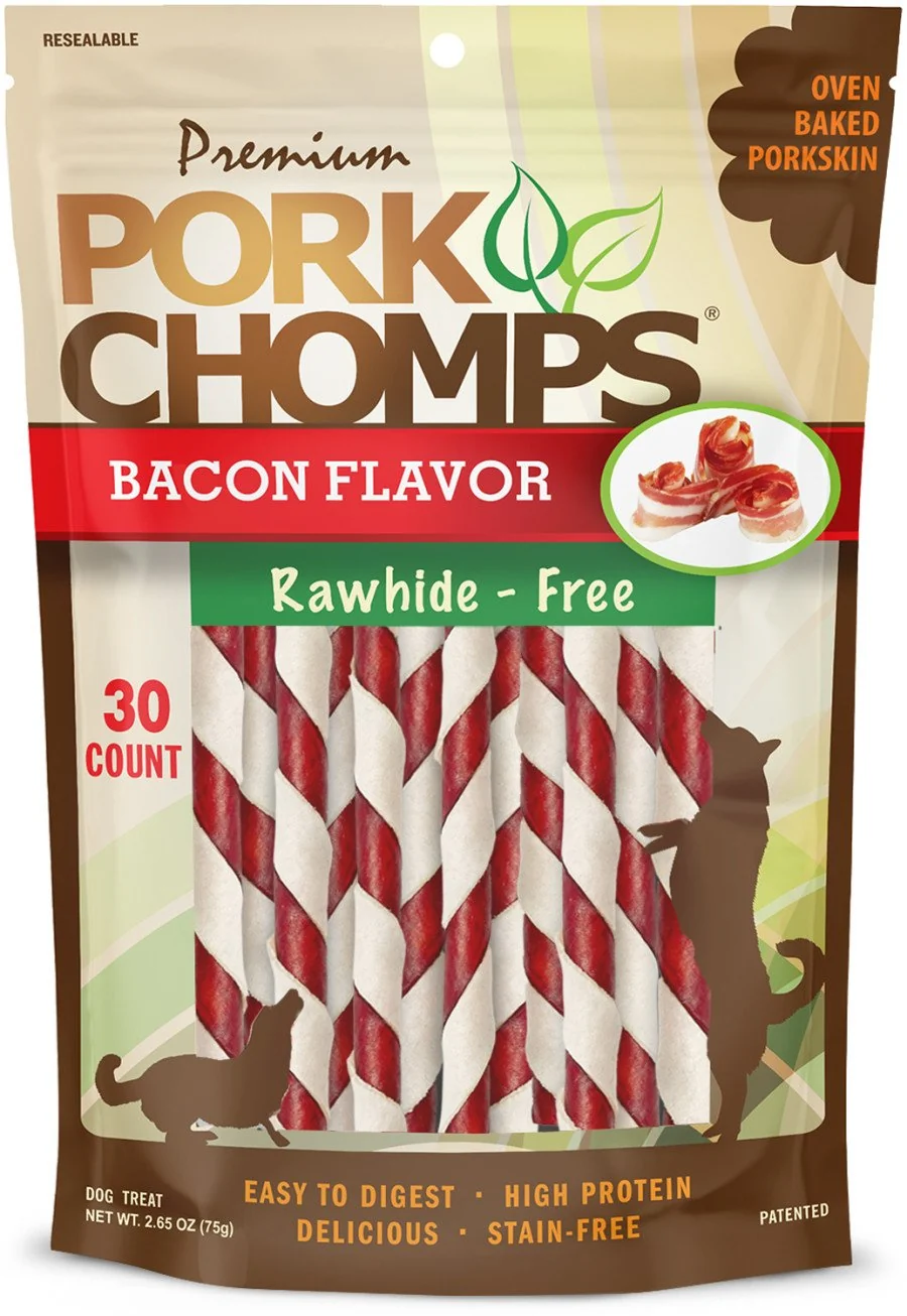 Excellent Scott Pet Premium Pork Chomps Bacon Mini Twist Dog Treats Bacon 30 Count Durable