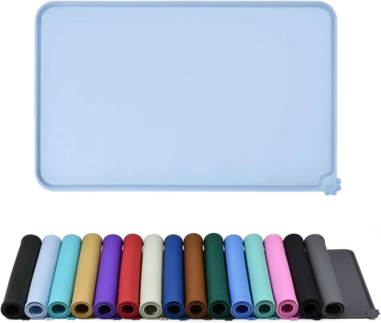 Unique Waterproof Pet Feeding Mat with High Raised Edges Heavier and Thicker Placemats for Cat Dog Water Bowl with BPA Dogs Cats Food Mats for Messy Drinkers to Prevent Spill and Protect Floors Trendy