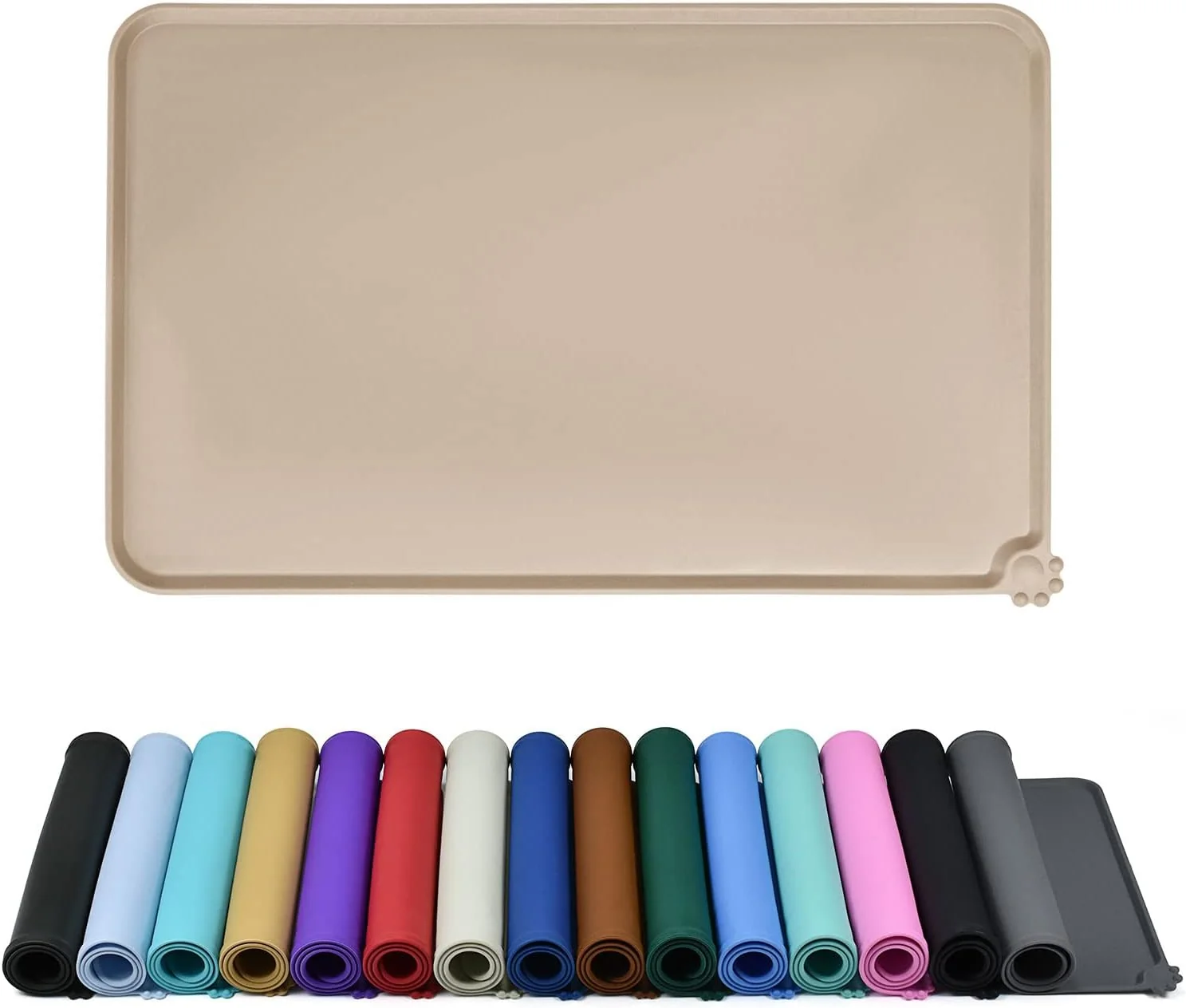 Traditional Waterproof Pet Feeding Mat with High Raised Edges Heavier and Thicker Placemats for Cat Dog Water Bowl with BPA Dogs Cats Food Mats for Messy Drinkers to Prevent Spill and Protect Floors Selected