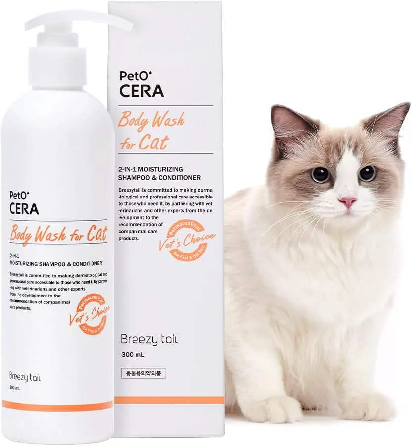 High-Performance PetO Cera All-in-One Cat Shampoo and Conditioner Hypoallergenic Cat Skin Coat Care Itch Relief Moisturizing Rejuvenating Veterinarian and Formulated 10.1oz 300ml Top-Quality