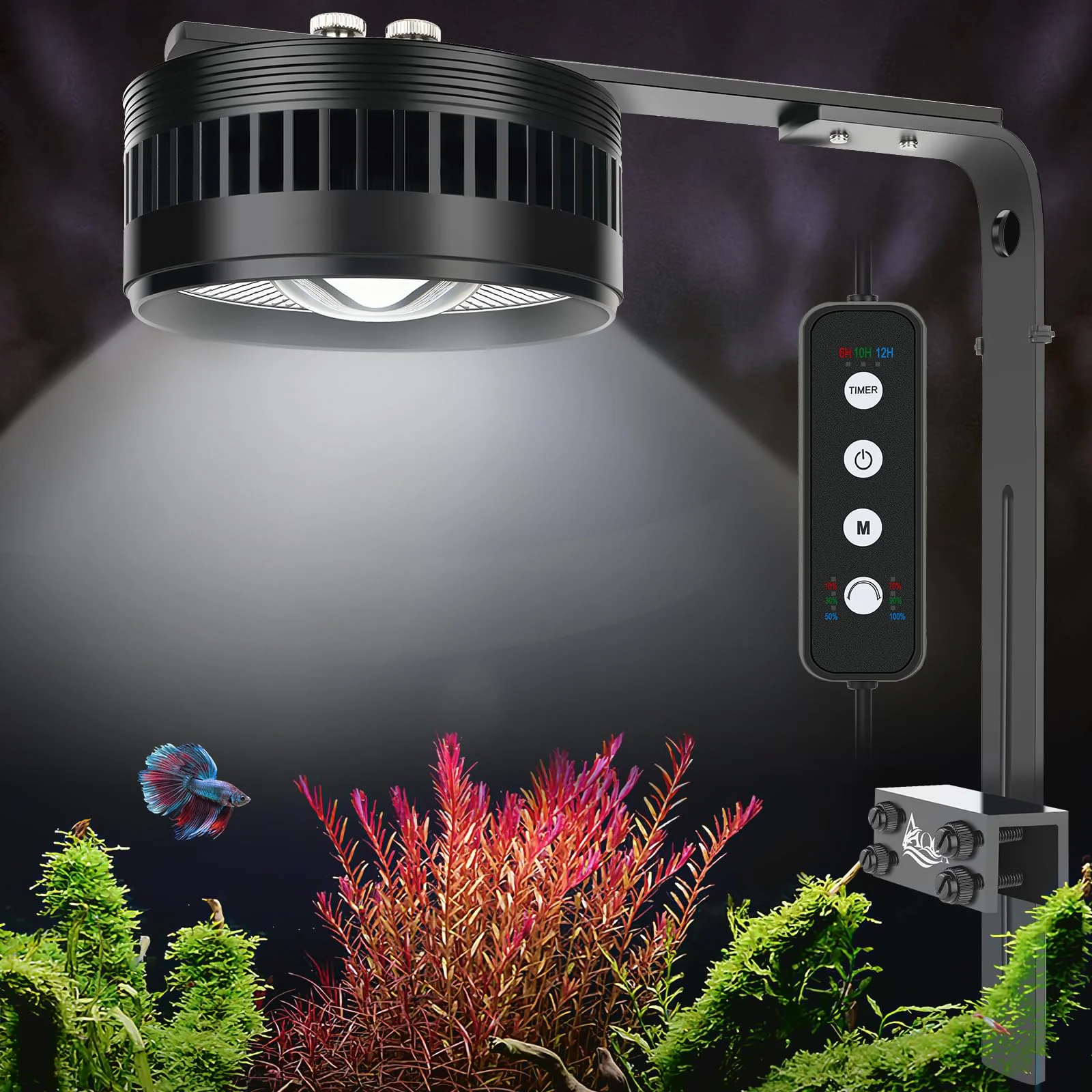 Pure AQQA Aquarium Clip-On Stream Light with Controller – 3 Modes Timers 6 Brightness Levels 60W Artisan