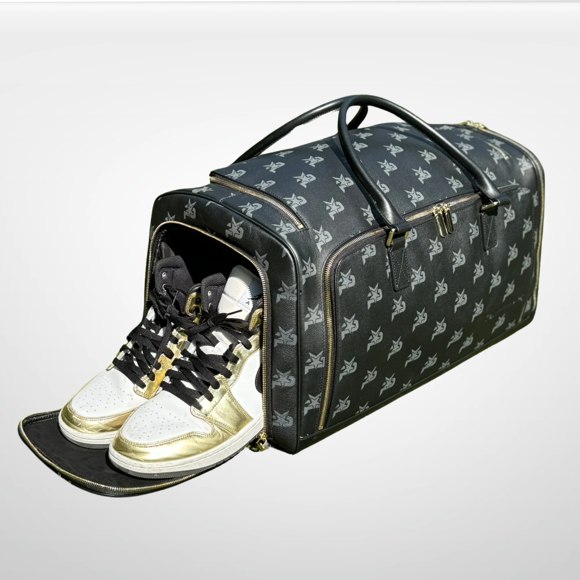 Breathable I AM - Leather Monogram Training Duffel Bag Black Secure