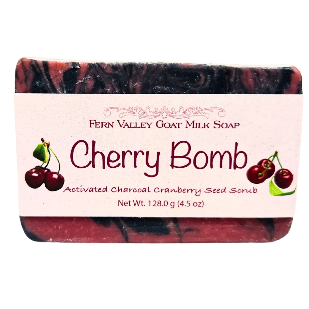 Relaxed Natural Goat Milk Soap Charcoal and Cranberry Seed Scrub Cherry Bomb High-Grade