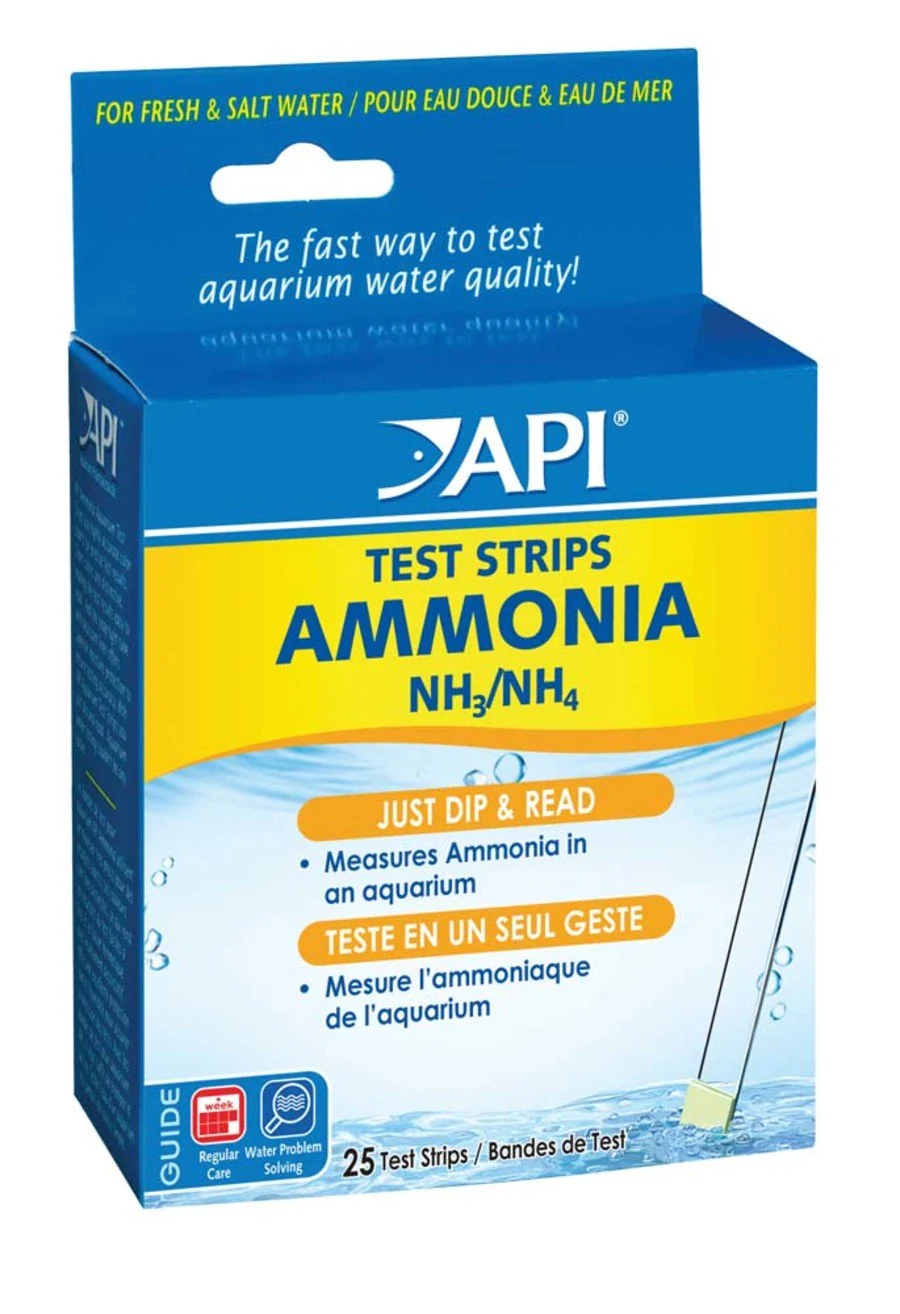Trendy API Ammonia NH3 NH4 Fresh Salt Water Aquarium Test Strips for Fish 25 Count Healthy