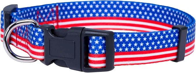 Versatile Native Pup American Flag Dog Collar- Red White and Blue- Patriotic Collars Easy-to-Use