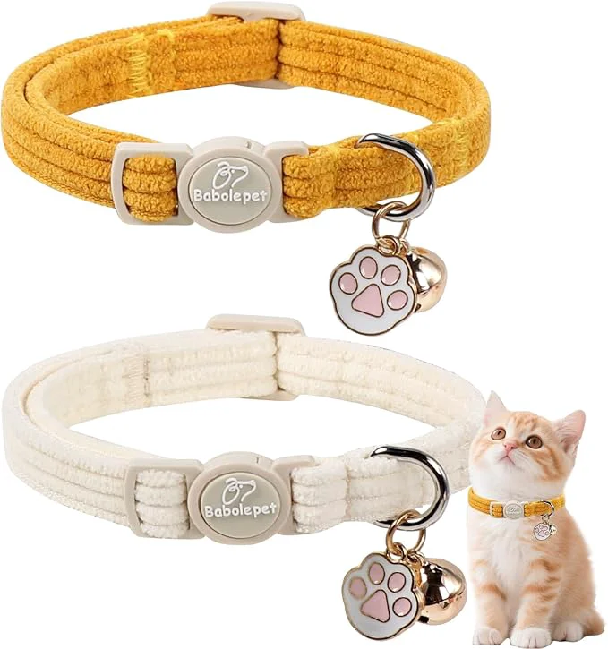 Artisan 2 Pack Corduroy Cat Collars Soft