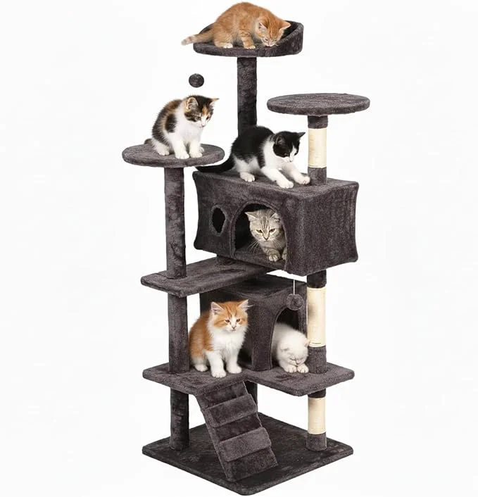 Breathable FDW 54 Cat Tree Tower Purple Gray Multi-Level Indoor Activity Center Advanced