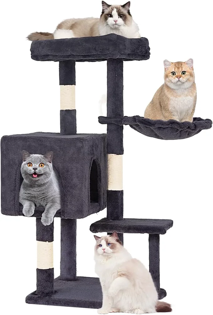 Verified FDW 37.8 Cat Tree Tower Dark Gray Multi-Level Indoor Activity Center Comfortable
