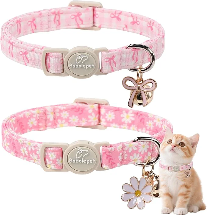 Advanced 2 Pack Pink Cat Collars Stylish