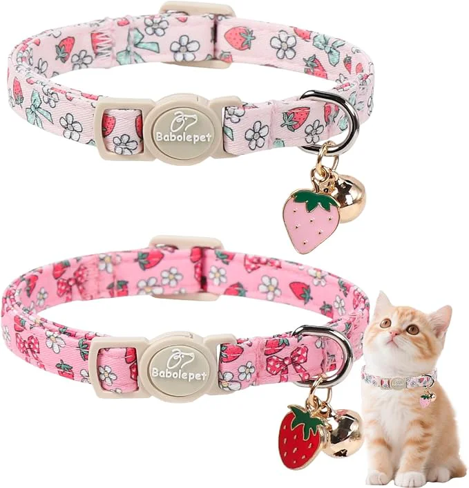 Authentic 2 Pack Strawberry Cat Collars Superior