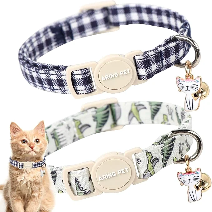 Breathable ARING PET 2 Pack Cat Collar-Cute Cotton Cat Collar High-End