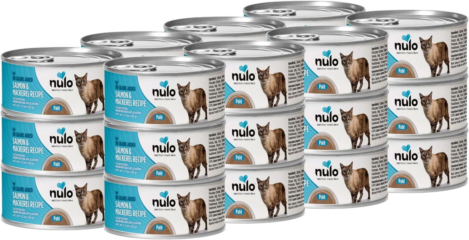 Enhanced Nulo Salmon Mackerel Recipe Pate Wet Canned Cat Food 5.5 Ounce Pack of 24 High-Quality