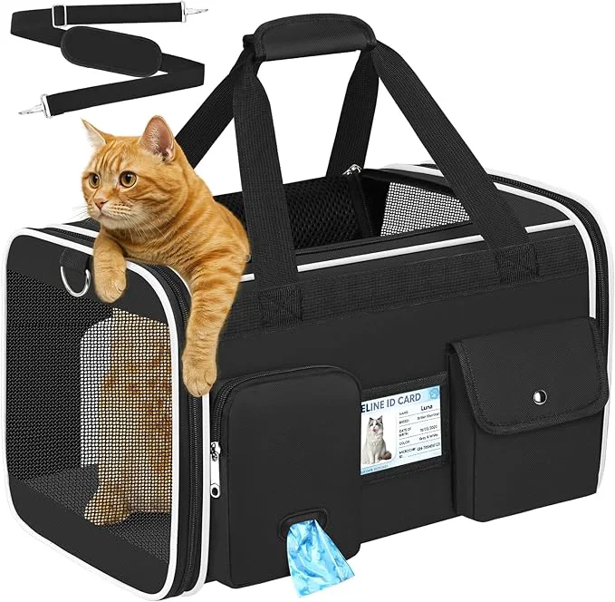 Authentic HUANLANG Soft-Sided Cat Carrier Airline Dog Carriers Natural