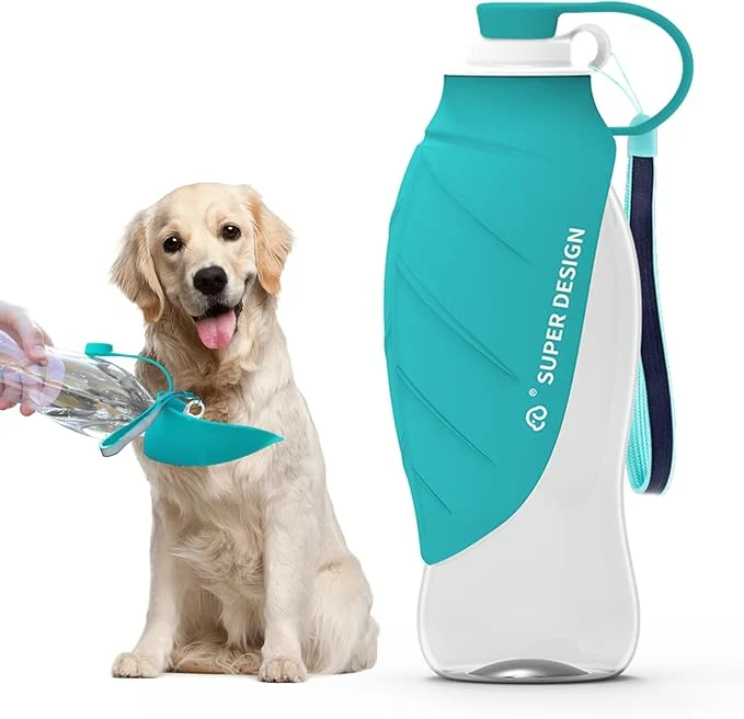 Verified SUPERDESIGN Dog Water Bottle Portable Dog Water Bottle for Small to Large Dogs Leak Proof Dog Travel Water Bottle Large Leaf Travel Water Bowl for Dogs and Dog Walking Accessories 19.6OZ Blue About ThisOverview Efficient