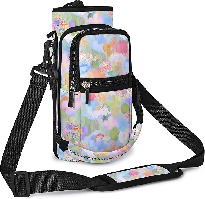 Crafted AUPET Water Bottle Sling Bag Sleeve Holder Carrier 25 32 40 64 oz Insulated Crossbody Water Bottle Case Cover with Strap and Pockets for Men Women Walking HikingAbout This Genuine