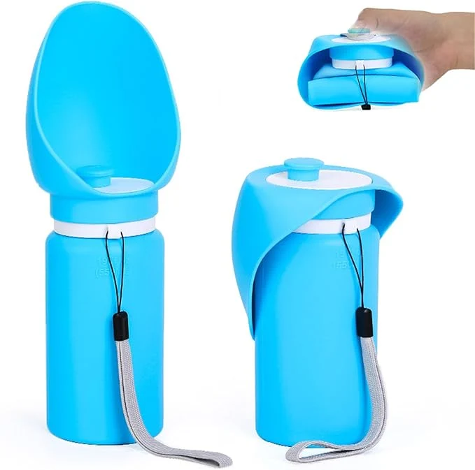 Top-Quality Portable Collapsible Dog Water Bottle - 550ml Large Wide-Mouth Drinking Bowl I for Small and Large Dogs on Walks and Outdoor Activities Blue About ThisOverview Official