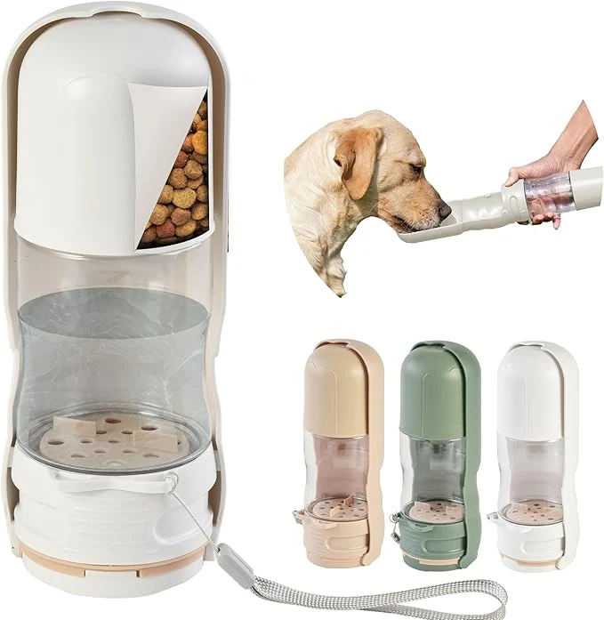 Classic Desired Things Portable Pet Food and Water Dispenser 2 in 1 Cat Small Dog Water Bottle Food Container Lightweight BPA Pet Water Bottle Traveling Essentials for Walking Hiking - WhiteAbout ThisOverview Comfortable