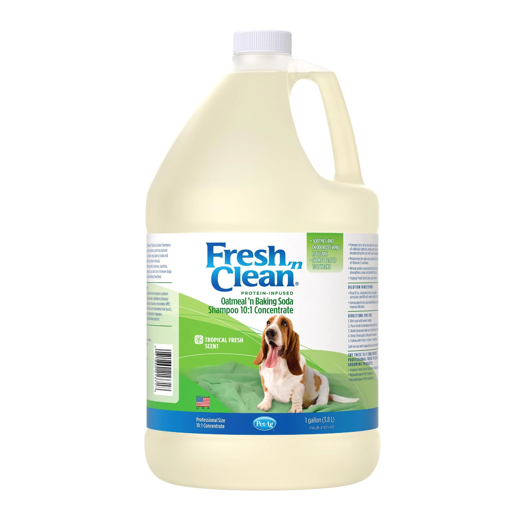 Eco-Friendly PetAg Fresh n Clean Oatmeal n Baking Soda Shampoo – Tropical Fresh Scent 1 Gallon Soap- Durable
