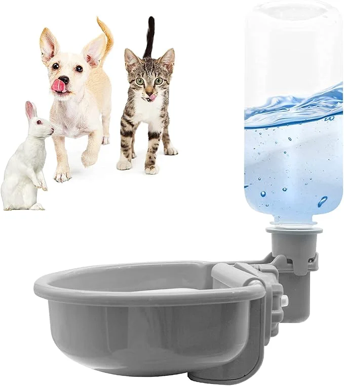 Trendy VANNON 16oz Pet Water Bottle Gravity Dog Water Bowl Dispenser for Cage Anti-Overflow Water Dispenser for Small Dogs Cats Rabbits and Other Small Animals BPA GreyAbout ThisOverview Practical