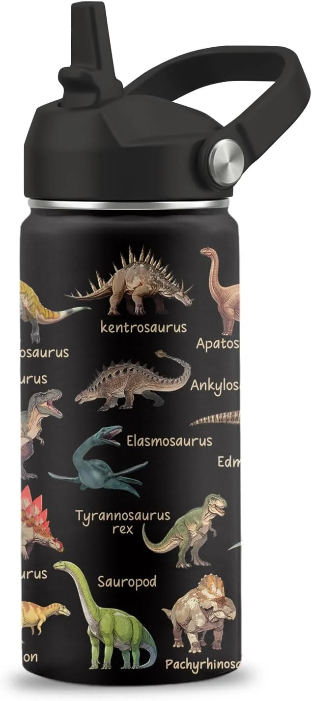 Casual Dinosaur Gifts 16 oz Water Bottle with Straw Lid Stainless Steel Insulated Water Bottle for Travel Outdoor Dinosaur Cup for Dinosaur Lovers 1pcs About ThisOverview Original Design