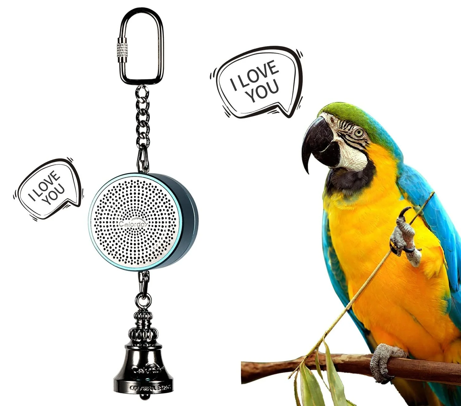 Clean Colorday Bird Toys Parrot Talking Coach Interactive Voice Bell – Blue Next-Generation