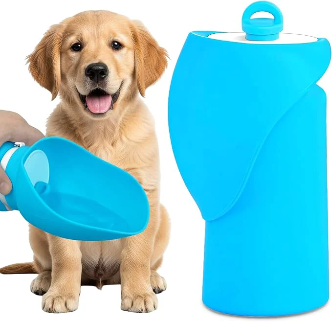 Flexible Dog Water Bottle Leakproof Portable Water Bowl for Dog Lightweight Water Bottle for Dogs Food Grade Silicone Collapsible Travel Pet Water Bottle for Outdoor Hiking Camping Blue 18.6 Ounces About ThisOverview Authentic
