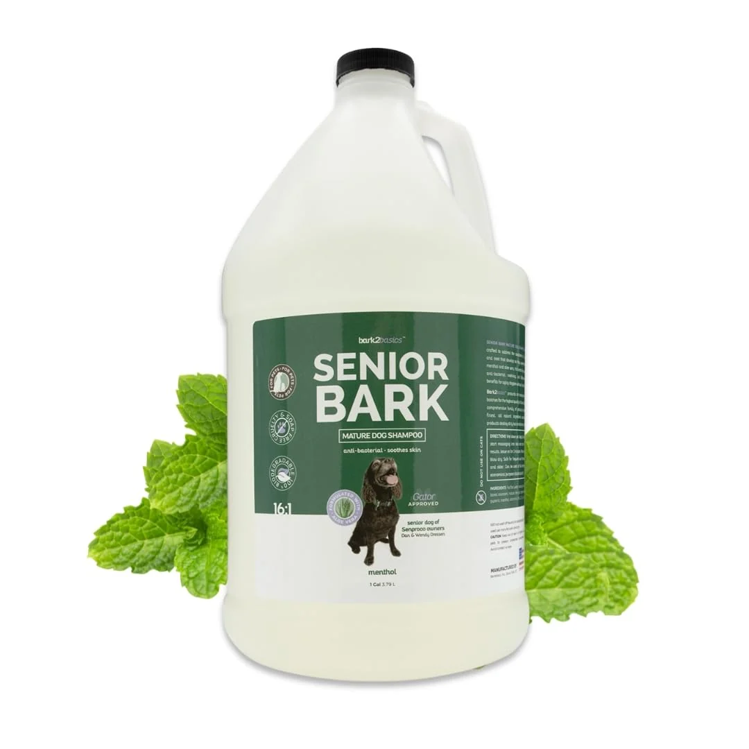 Modern Bark2Basics Senior Bark Dog Shampoo 1 Gallon – Menthol Aloe Vera for Gentle Comfort and Coat Health Quality