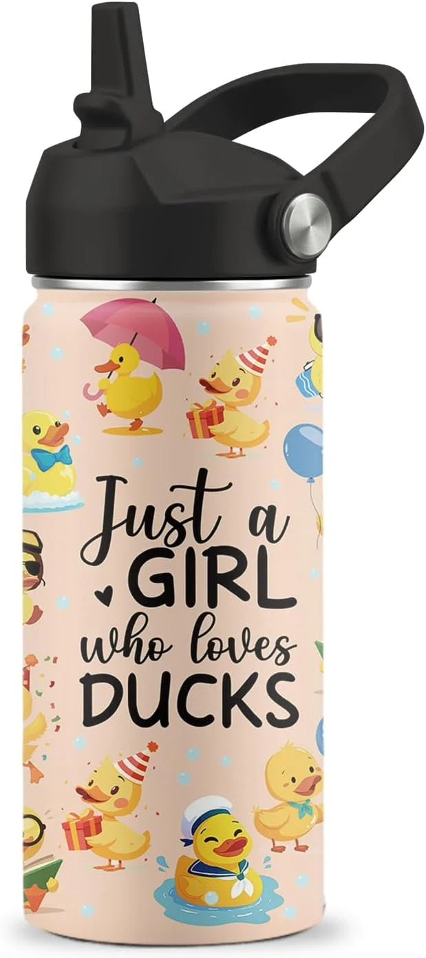 Effective Duck Gifts 16 oz Water Bottle with Straw Lid Stainless Steel Insulated Water Bottle Cute Duck Cup Gifts for Birthday Chritmas 1pcs About ThisOverview Specialty