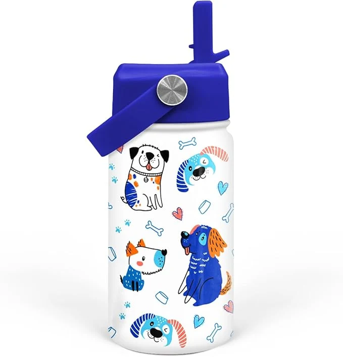 Outstanding SANDJEST Dog Water Bottle - Kids Water Bottle with Straw Lid - 12 Oz Insulated Stainless Steel Water Bottles for Kid Boys - Travel Cup for School SportsAbout ThisOverview Top-Quality