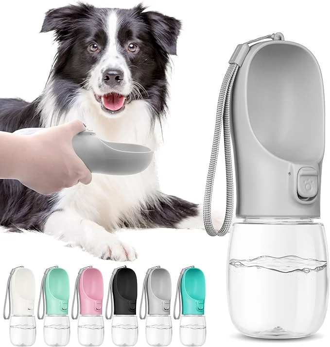 Unique Portable Travel Dog Water Bottle with Bowl Leak Proof Convenient for Walking Hiking and Camping Gray 12oz About ThisOverview Versatile