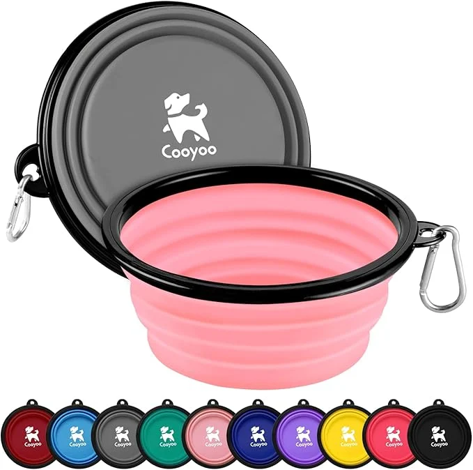 Breathable COOYOO Collapsible Dog Bowl 2 Pack Collapsible Dog Water Bowls for Cats Dogs Portable Pet Feeding Watering Dish for Walking Parking Traveling with 2 CarabinersAbout ThisOverview Optimized