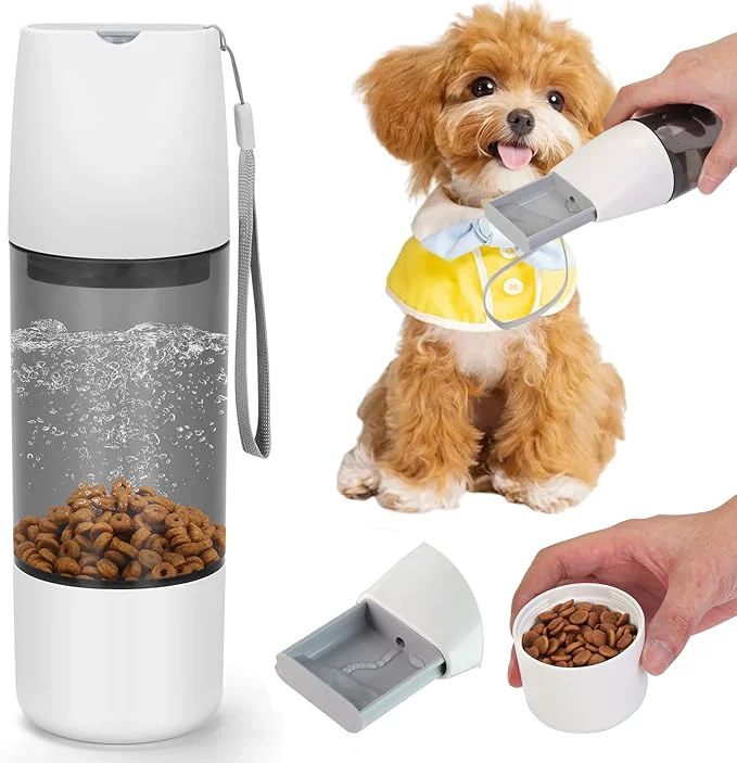 Effective Portable 12 oz Dog Water Bottle with 4 oz Food Container for Dogs Puppy Cats Leak Proof Pet Water Dispenser Feeder Drinking Bowl for Outdoor Walking Hiking TravelAbout ThisOverview World-Class
