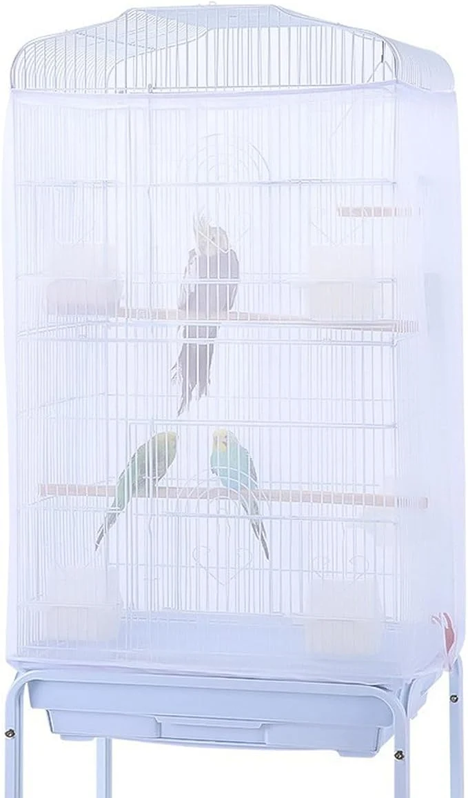 Detailed Birdcages Mesh Net Skirt Cover Reusable Stretchy Bird Cage Seed Catcher Quality