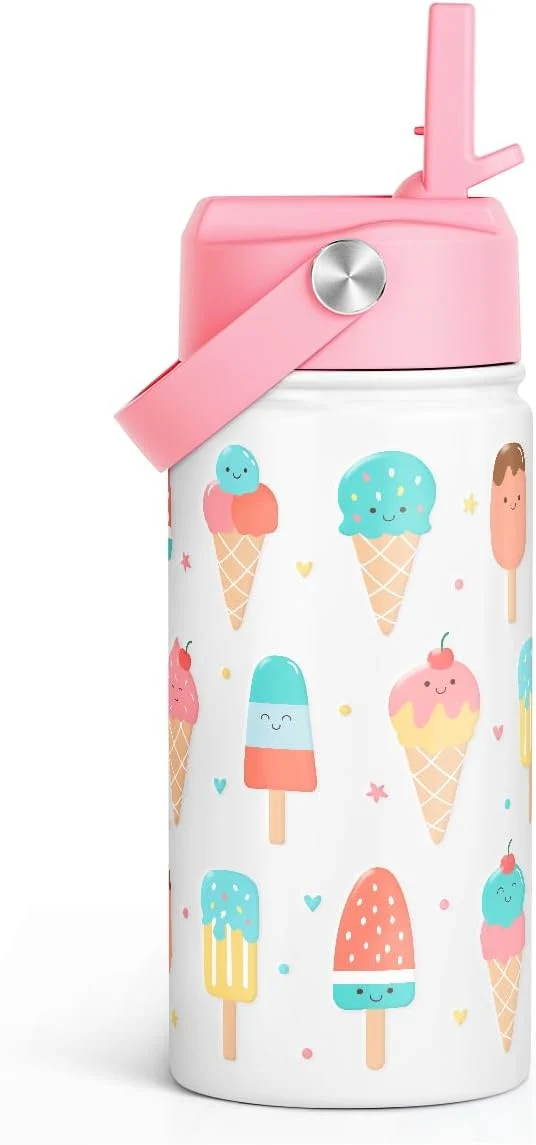 Exceptional SANDJEST Ice Cream Kids Water Bottle With Straw Lid 12oz Insulated Stainless Steel Travel Tumbler Gifts For Girls Birthday Christmas Back To SchoolAbout ThisOverview Powerful