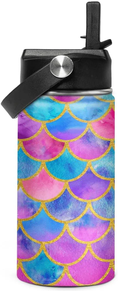 Certified Mermaid Water Bottle for Girls Kids Kid Insulated Water Bottles 12oz Stainless Steel Travel School Tumbler Double Wall Vacuum Cup with StrawAbout ThisOverview Expertly Made
