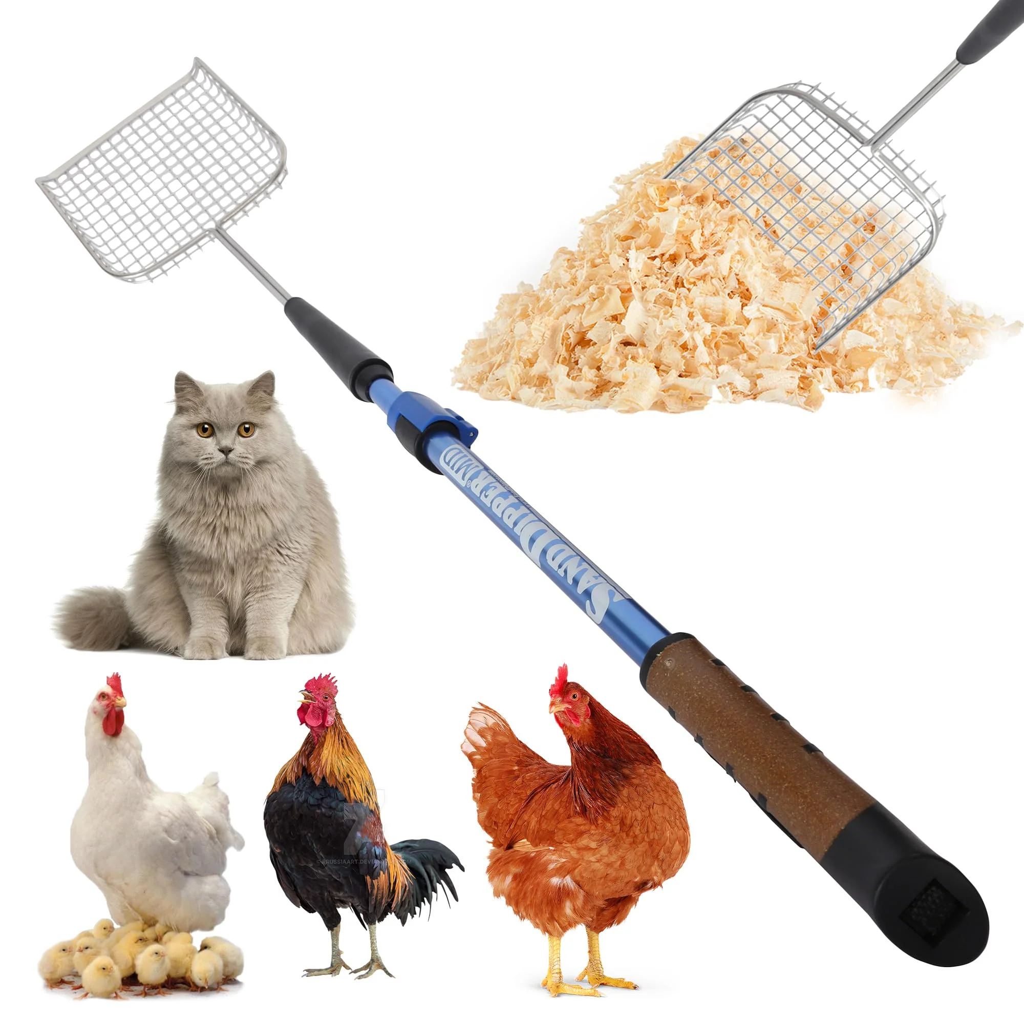 Trusted Sand Dipper Cat Chicken Poop Scooper — 33–46in Marine-Grade Stainless Steel Long Handle Professional