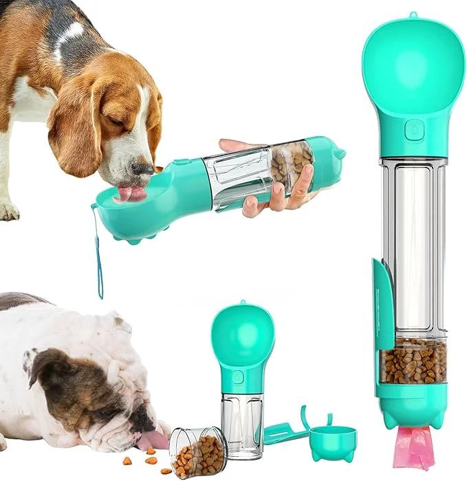 Pure 16.9oz Portable Pet Water Bottle Food Container Travel Drink Feeder Cup Food Dispenser with Poop Shovel 17Pcs Waste Bag for Dog Pets Walking Hiking Blue 16.9oz 500ml About ThisOverview Optimized