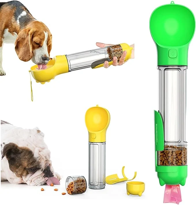 Classic 16.9oz Portable Pet Water Bottle Food Container Travel Drink Feeder Cup Food Dispenser with Poop Shovel 17Pcs Waste Bag for Dog Pets Walking Hiking Green 16.9oz 500ml About ThisOverview Organic