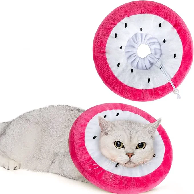 Safe ANWA Adjustable Cat Cone Collar Soft Cute Cat Donut Collar After Surgery High-Performance