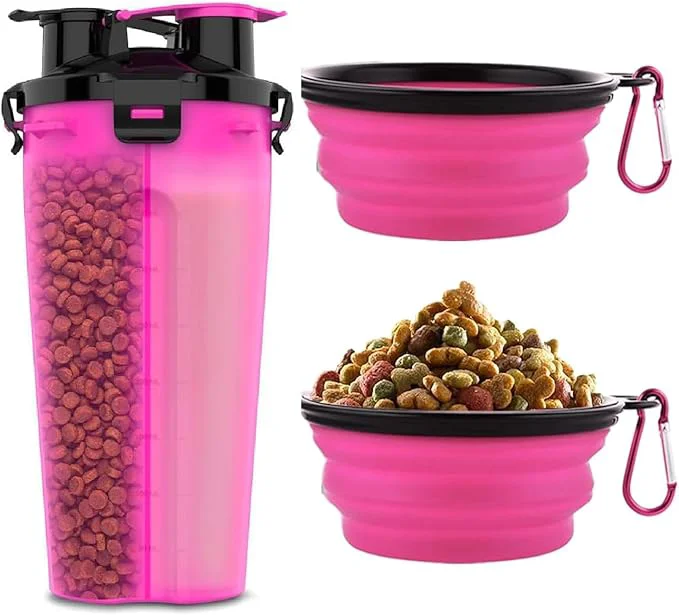 Crafted Dog Travel Water Bottle W Collapsible Bowls - Portable 2 in 1 Leakproof Pet Water Bottle Food Container I for Travel Outdoor Portable Water Bowls for Walking Camping Hiking - Pink About ThisOverview High-Performance
