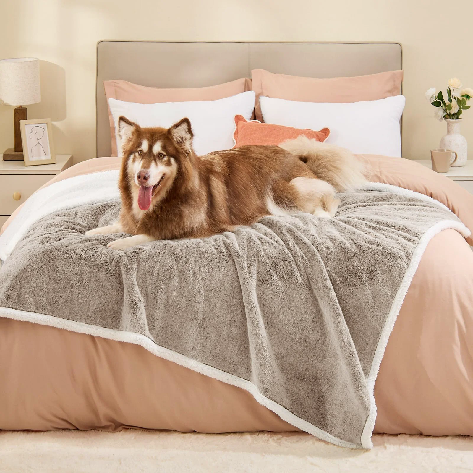 Versatile ChiXnuggle Extra Large Waterproof Dog Blanket — Faux Fur Sherpa 60x80 Brown Premium Material