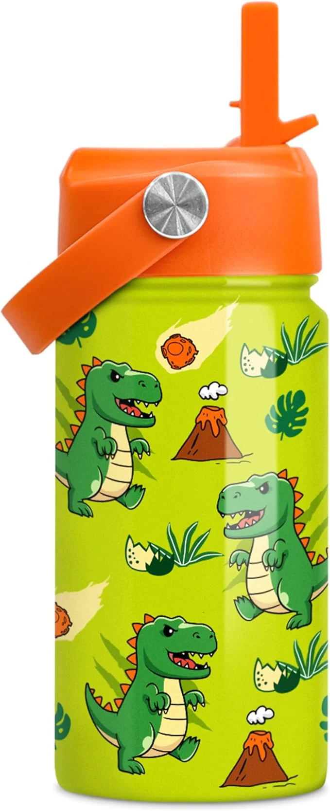 Environmentally Friendly Dinosaur Water Bottle - Water Bottle with Straw Lid for Kids - 12 Oz Insulated Stainless Steel T-Rex Bottles for Kid Boys - Travel Cup for School SportsAbout ThisOverview Reliable
