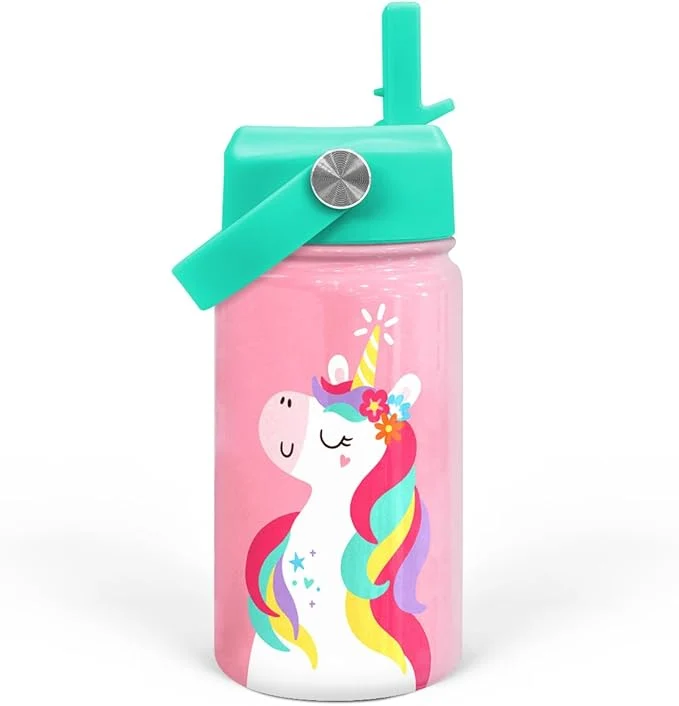High-Performance Unicorn Water Bottle - Kids Water Bottle with Straw Lid - 12 Oz Insulated Stainless Steel Water Bottles for Kid Girls - Travel Cup for School SportsAbout ThisOverview Clean