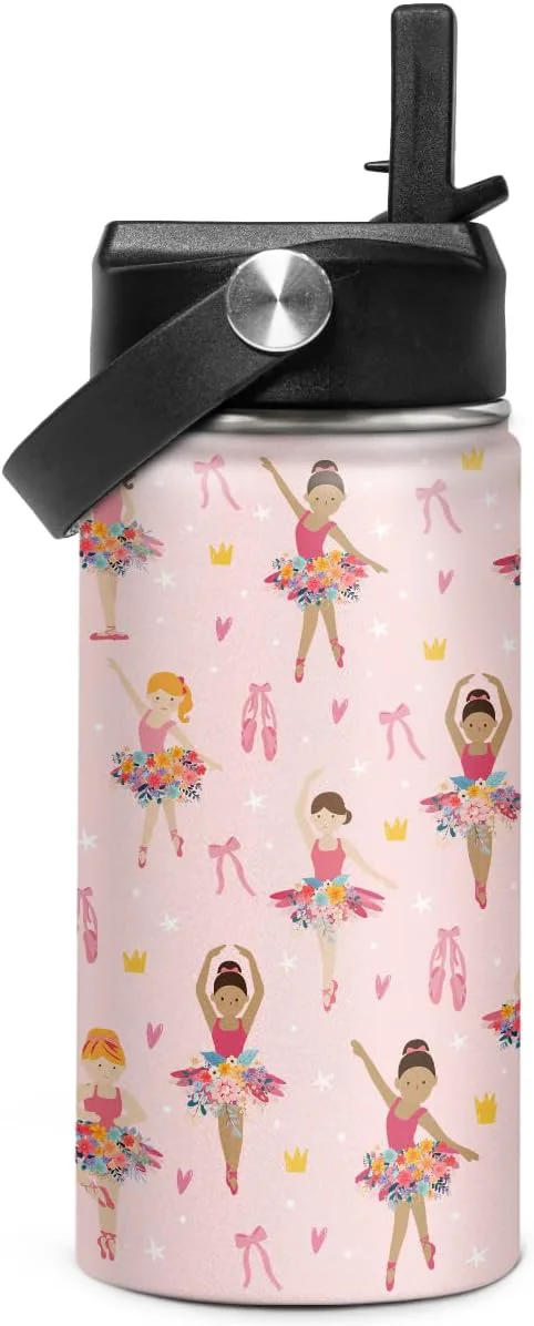 Superior Kids Water Bottle Ballet Water Bottles 12oz with Straw Insulated Stainless Steel Travel School Tumbler Double Wall Vacuum Cup for Girls KidAbout ThisOverview Fast