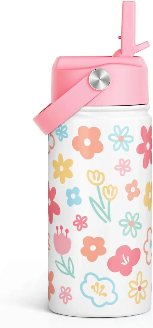 Smooth Kids Water Bottle Stainless Steel with Straw Lid Floral Water Bottle 12oz Travel Tumbler Gifts for Girls Birthday Christmas Back To SchoolAbout ThisOverview Next-Generation