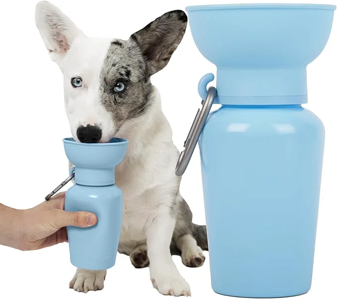 Professional Springer by Springland Flip Portable Dog Water Bottle with Foldable Food Grade Silicone Bowl - 20 Ounce Travel Dog Water Bottle I for Camping - Easy Squeeze Hydration Release to DrainAbout ThisOverview Classic