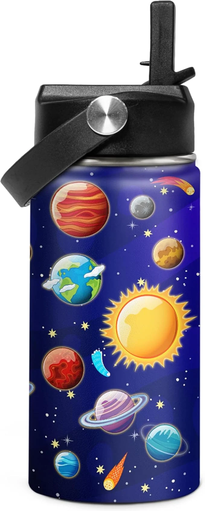 Selected Kids Water Bottle Solar System Water Bottles 12oz with Straw Insulated Stainless Steel Travel School Tumbler Double Wall Vacuum Cup for Girls Kid BoysAbout ThisOverview Traditional