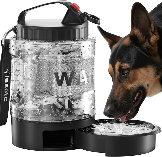 Stylish lesotc Dog Travel Water Bottle Portable with Pull-Out Drinking Bowl 77oz Large Travel Water Bowl Dispenser for Dogs Camping Essentials Hiking Beach Road Trip Park Walking On The Go Must Haves BlackAbout ThisOverview Quality